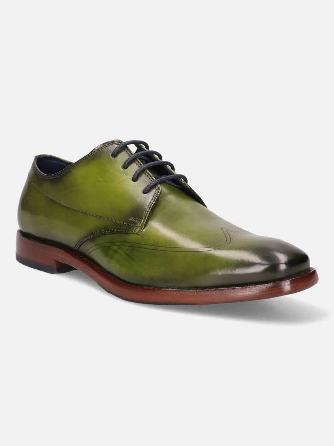 bugatti Green Premium Leather Derby Shoes