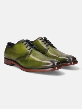 bugatti Green Premium Leather Derby Shoes
