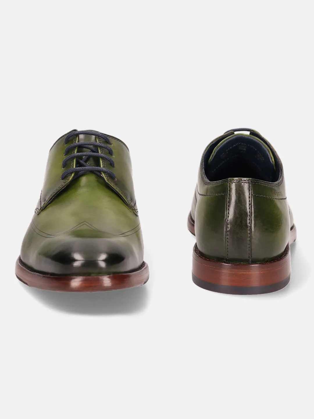 bugatti Green Premium Leather Derby Shoes