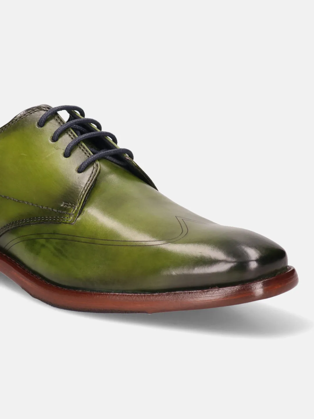 bugatti Green Premium Leather Derby Shoes