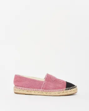 Chanel Rose Denim Canvas Logo Espadrilles - 39