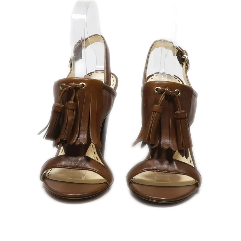 Coach Peep Toe Leather Brown Colour For Women