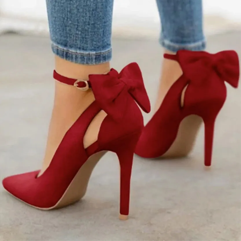 Funki Buys | Shoes | Women's Suede Bow Knot Stilettos