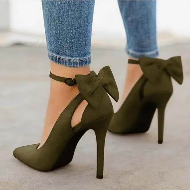 Funki Buys | Shoes | Women's Suede Bow Knot Stilettos