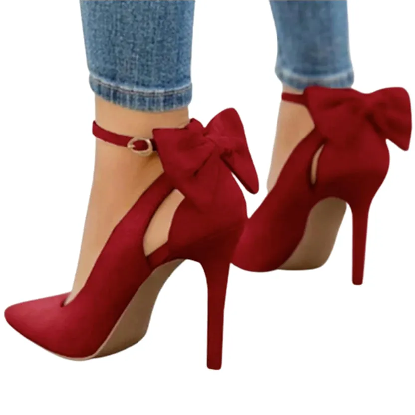 Funki Buys | Shoes | Women's Suede Bow Knot Stilettos