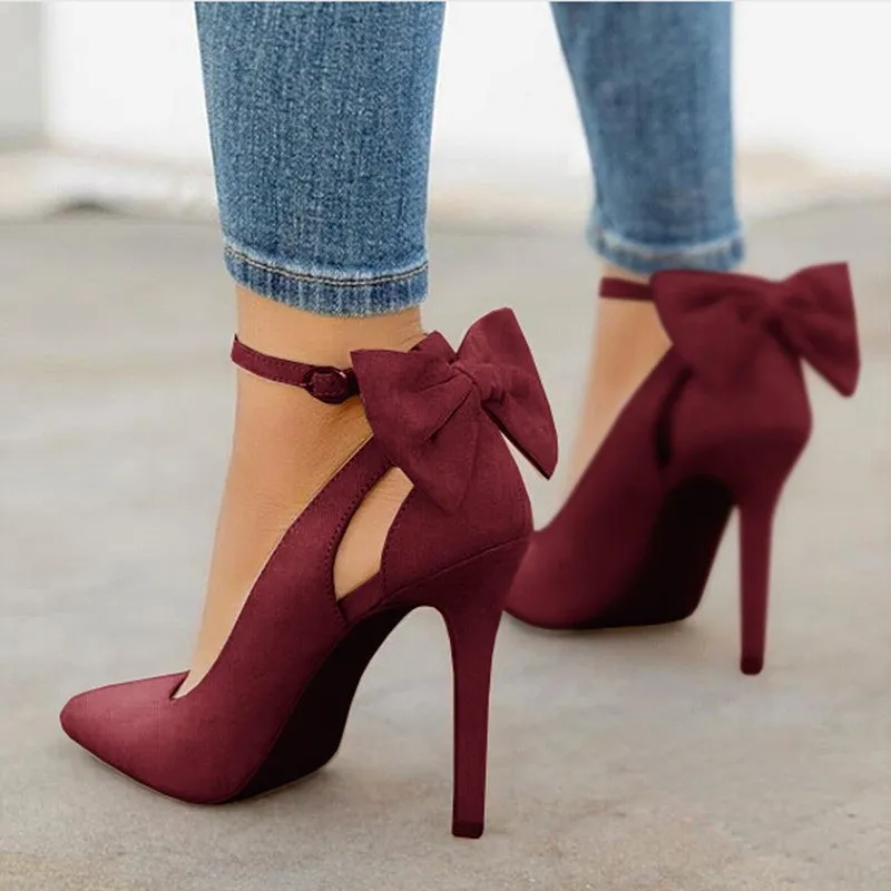 Funki Buys | Shoes | Women's Suede Bow Knot Stilettos