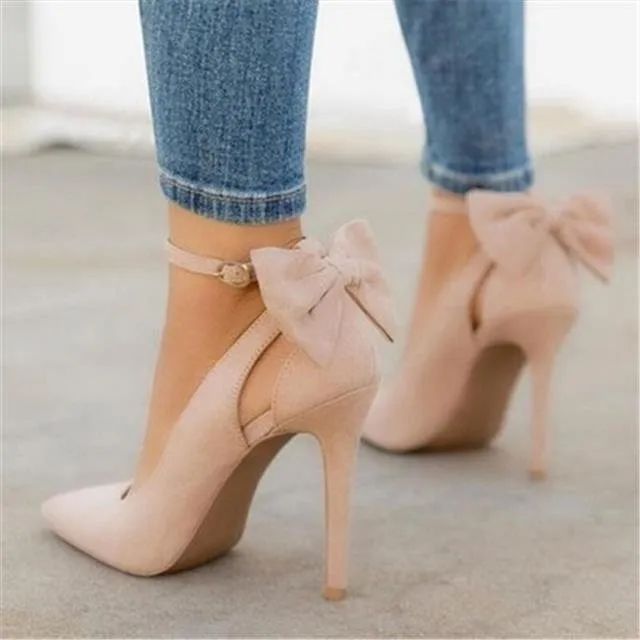 Funki Buys | Shoes | Women's Suede Bow Knot Stilettos