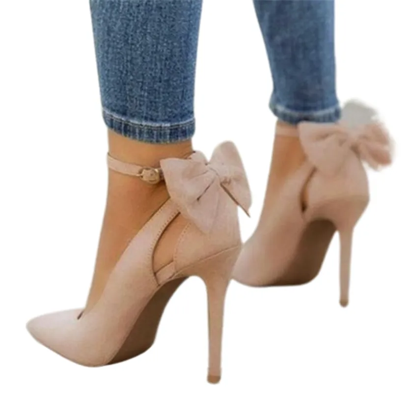 Funki Buys | Shoes | Women's Suede Bow Knot Stilettos