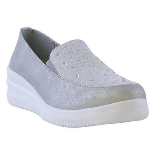 Heavenly Feet Wedge Loafers  - Charly - Silver