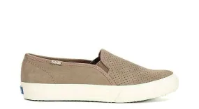 Keds Double Decker PERF Sneaker Taupe Suede White Platfrom Slip On Sneakers