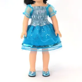 Little Blue Sparkly Dress for 14 1/2-inch dolls