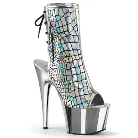 Pleaser Adore 1018HG Womens 7 Inch Heel, Platform Back Lace Peep-Toe Ankle Boots
