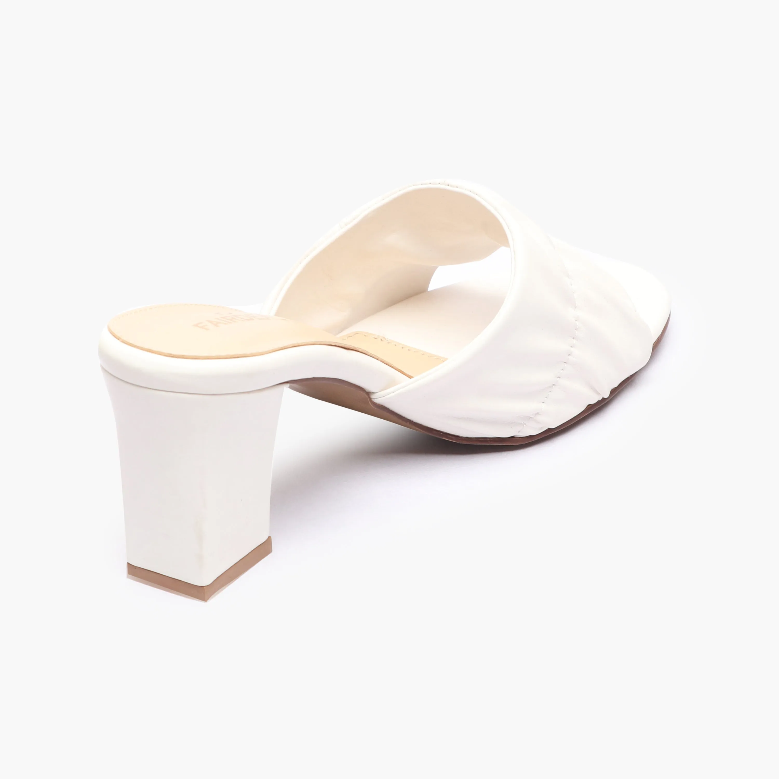 Ruched Block Heel Slides