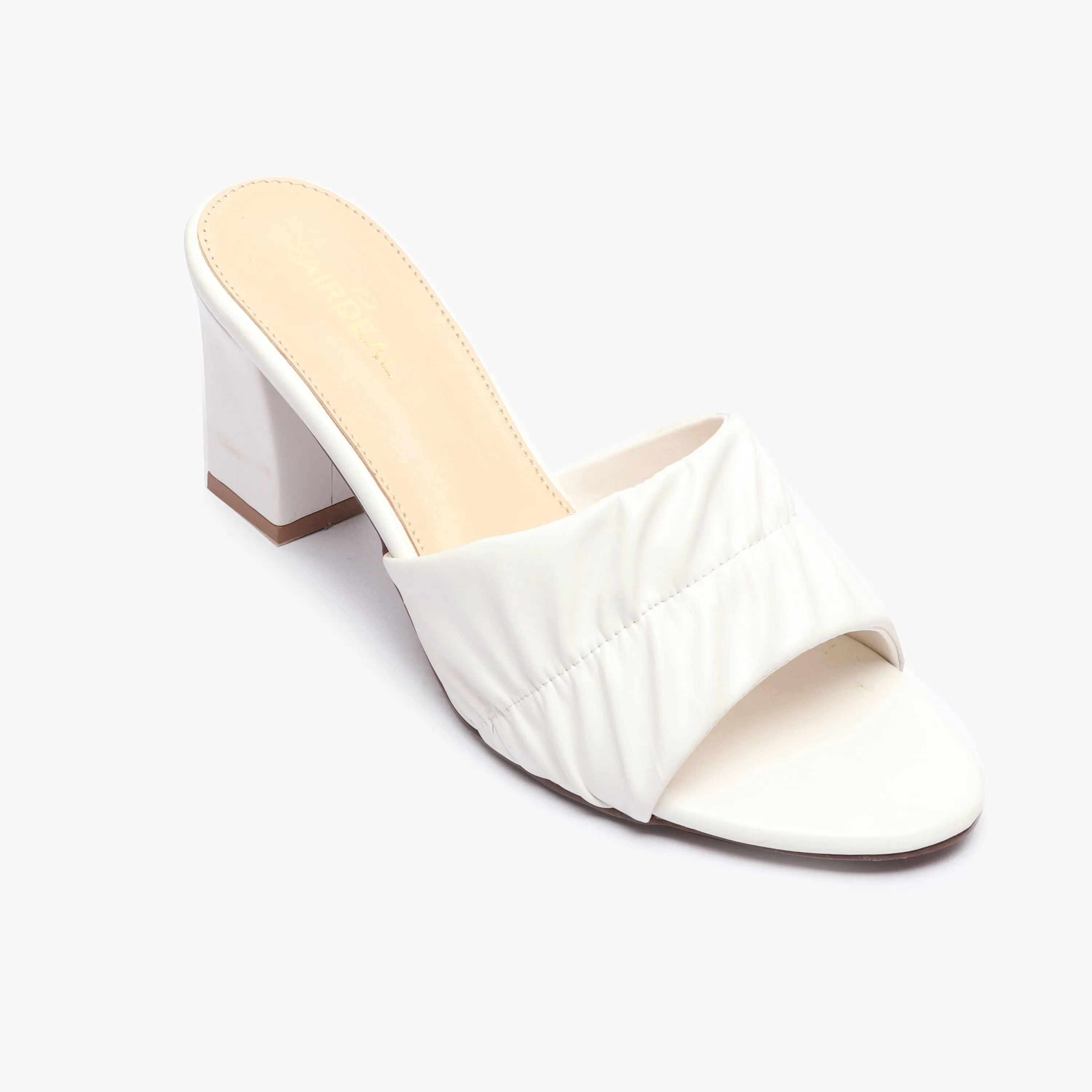 Ruched Block Heel Slides