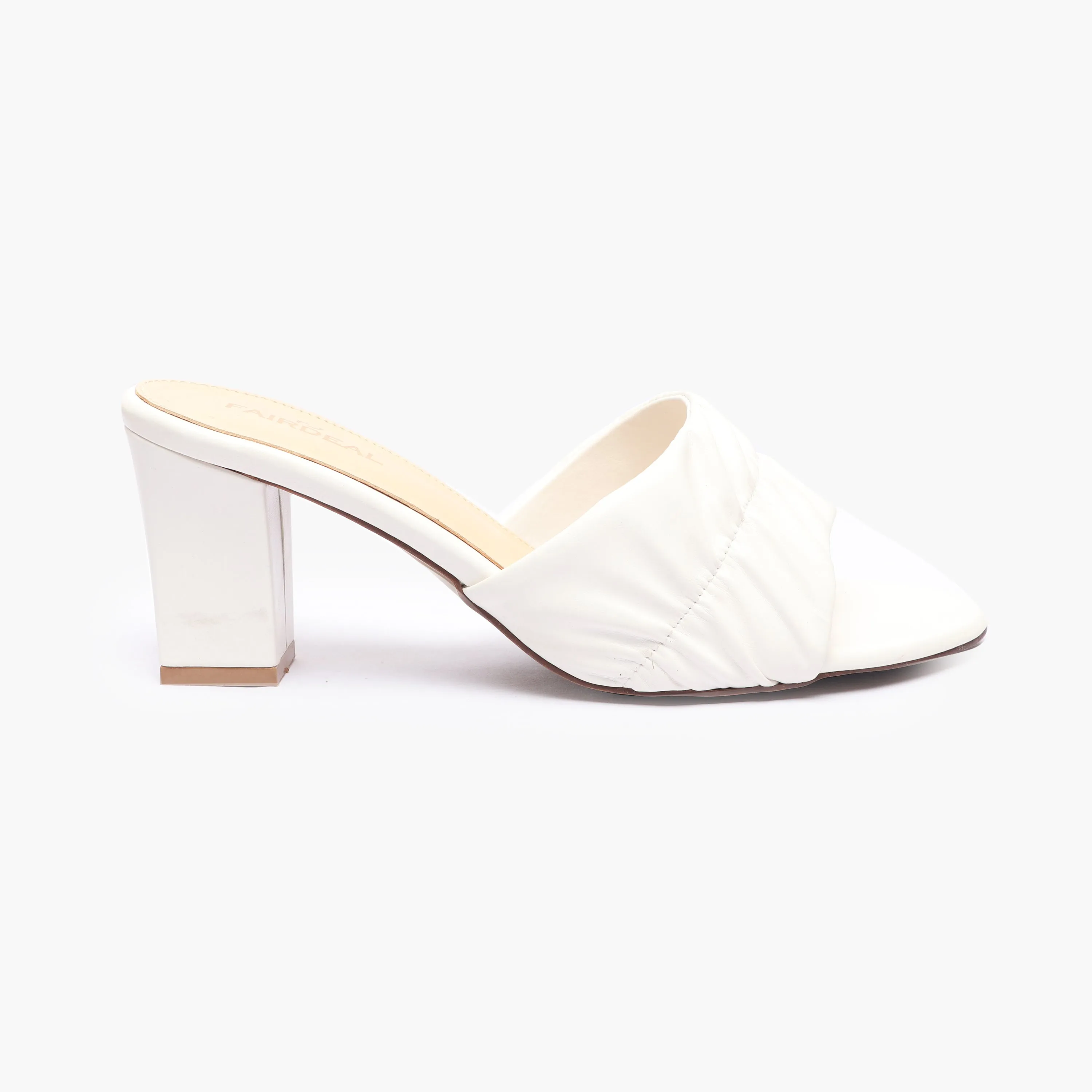 Ruched Block Heel Slides