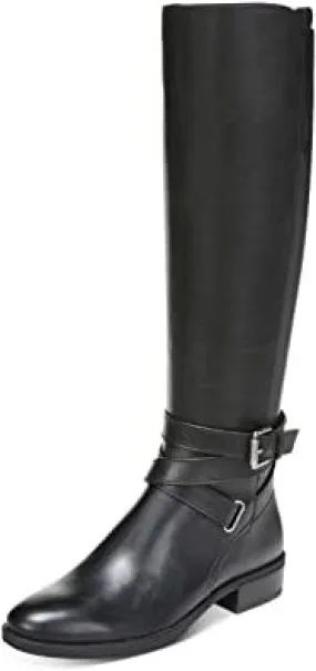 Sam Edelman Pansy 2 Black Leather Buckled Knee High Riding Boots Wide Calf