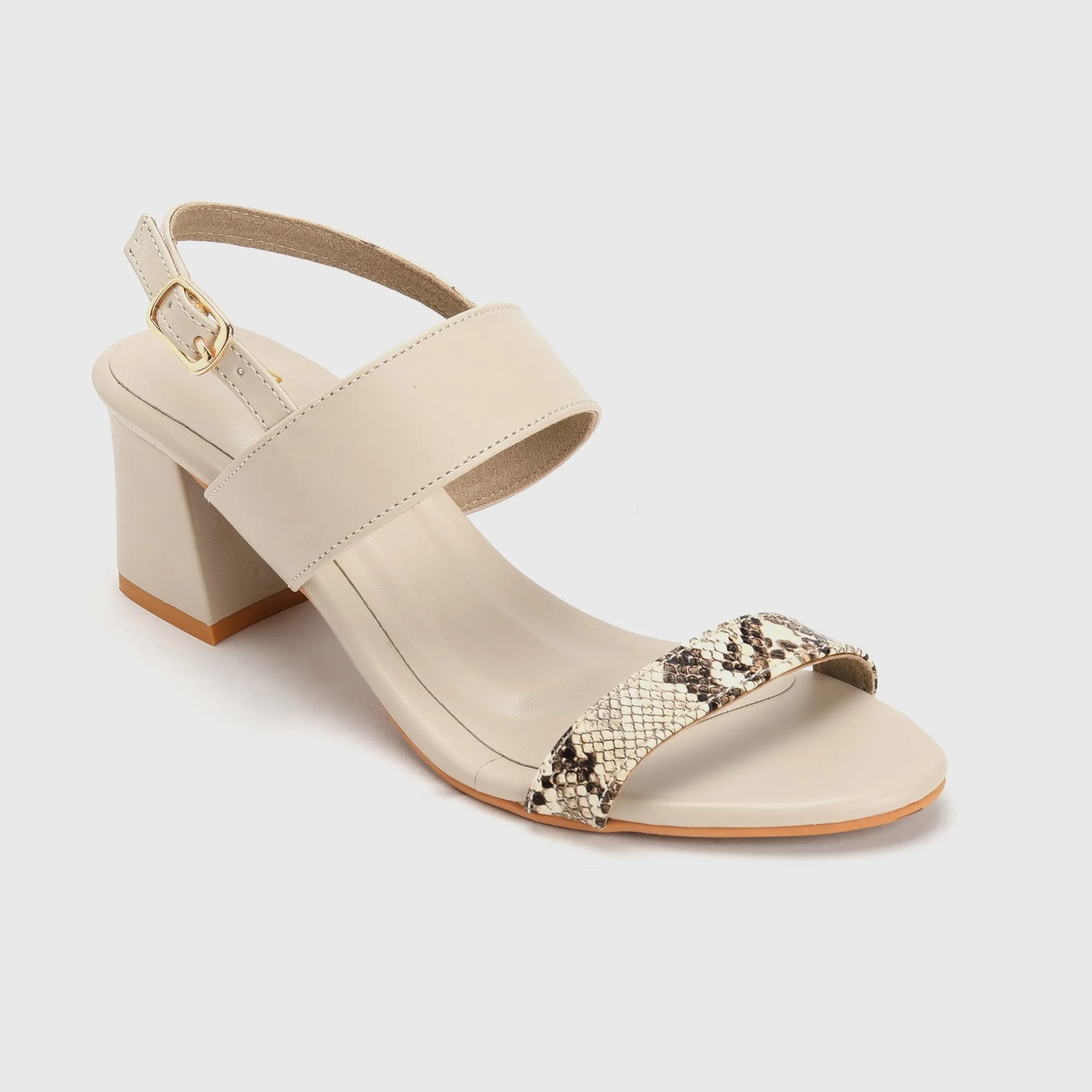 Snake Detail Block Heel Sandals
