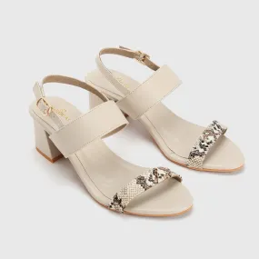 Snake Detail Block Heel Sandals