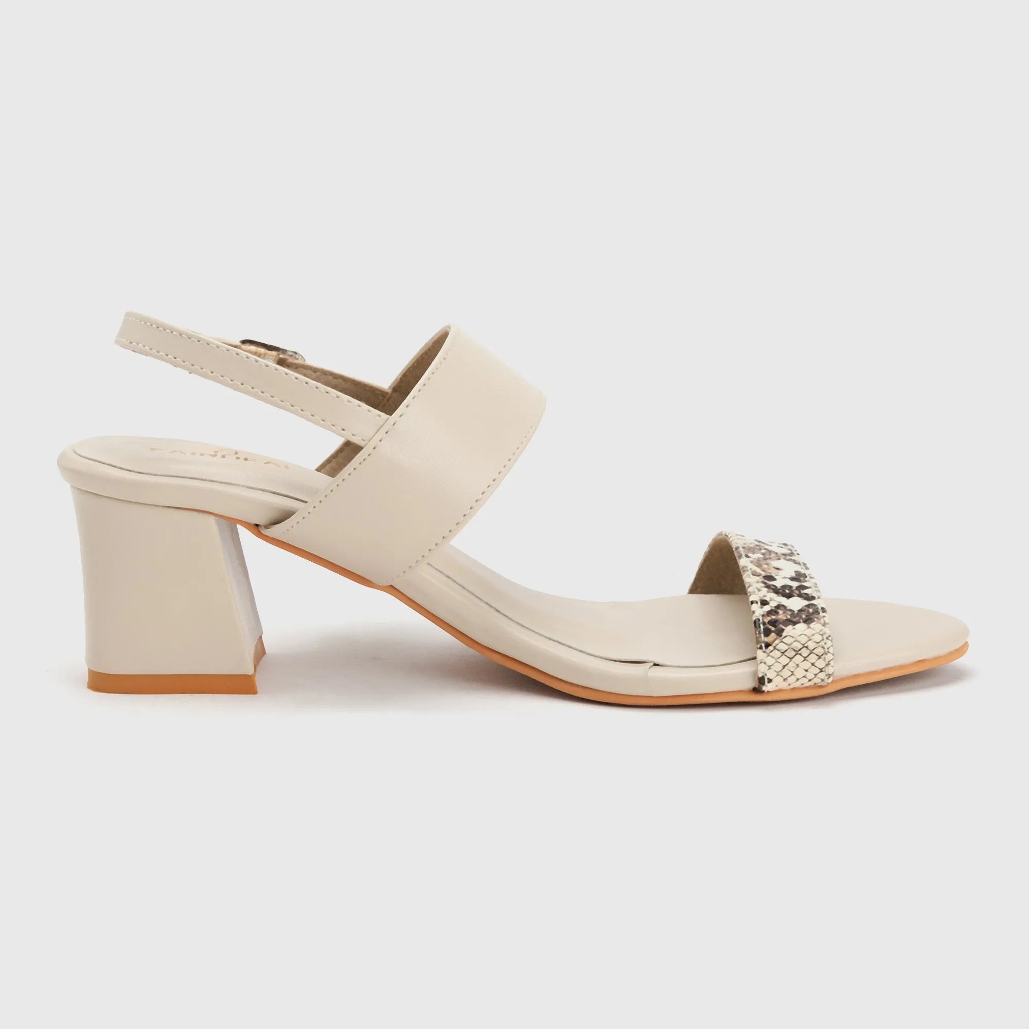 Snake Detail Block Heel Sandals