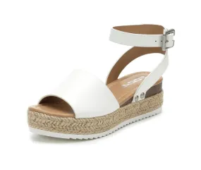 Soda Topic Off White Casual Espadrilles Trim Rubber Sole Flatform Studded Wedge Buckle Ankle Strap Open Toe Sandals