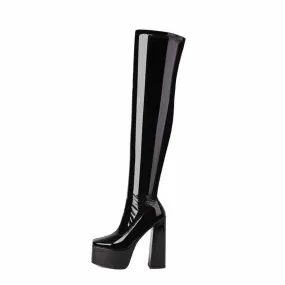 Women's street fashion over the knee boots chunky heeled long boots