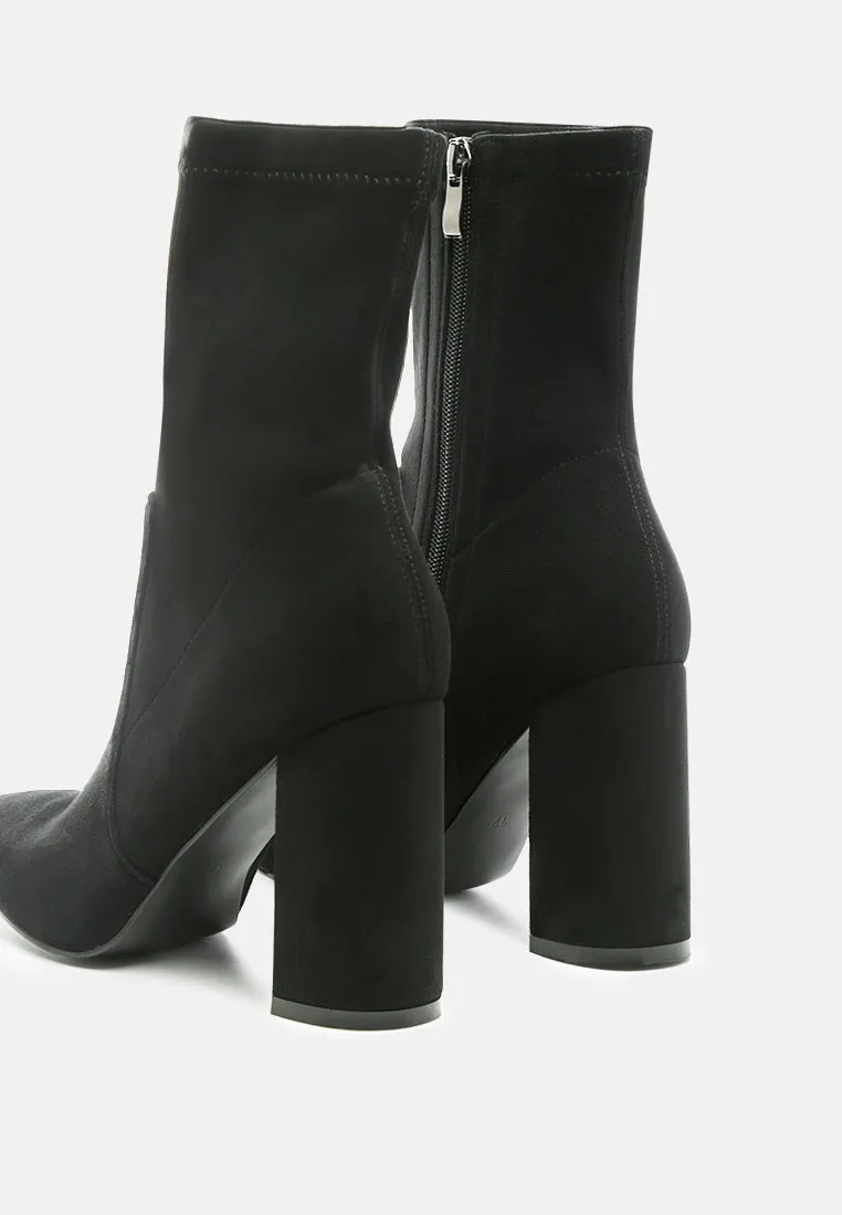 zahara faux suede block heeled boots